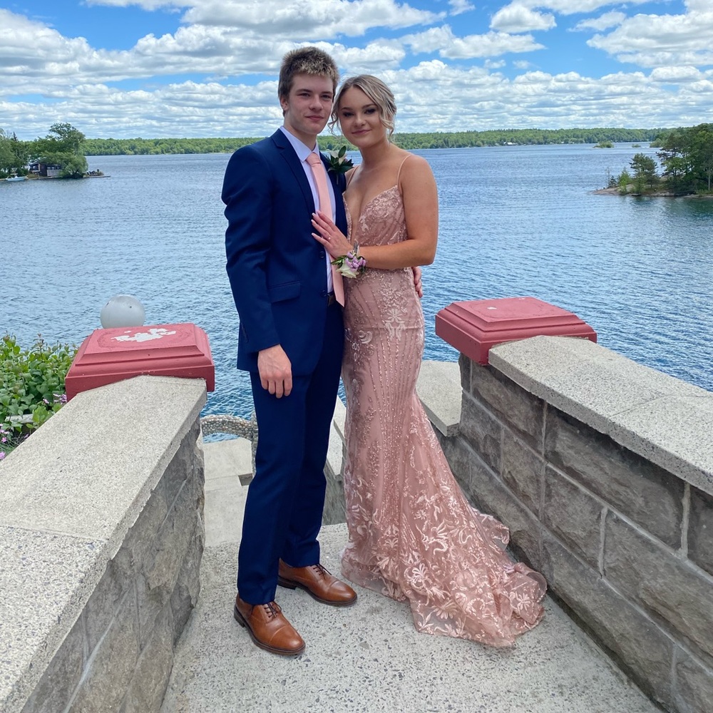 Gorgeous brand new rose gold prom dress